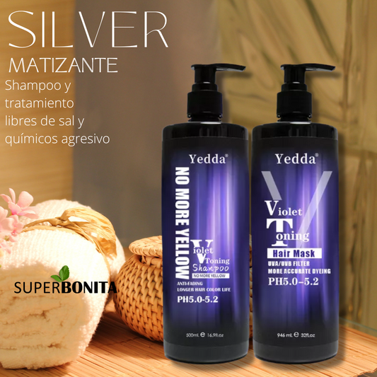 Matizante silver shampoo y acondicionador