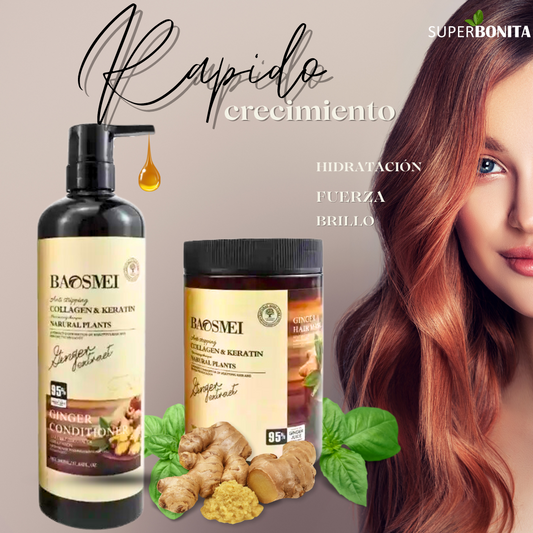 shampoo y tratamiento de jengibre para el crecimiento del cabello